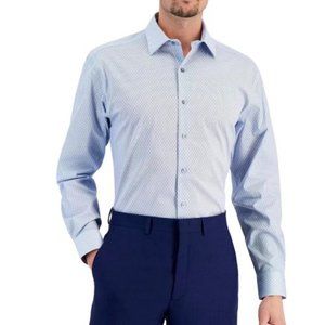 Alfani - Regular Fit, 2-Way Stretch, Stain Resistant, Blue Honeycomb Dress Shirt